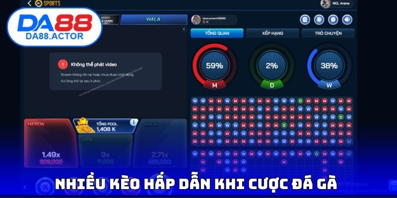 Nhiều kèo hấp dẫn khi cược đá gà